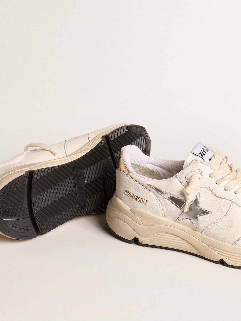 Golden Goose - Running Sole in nappa with silver star and gold leather heel tab in 