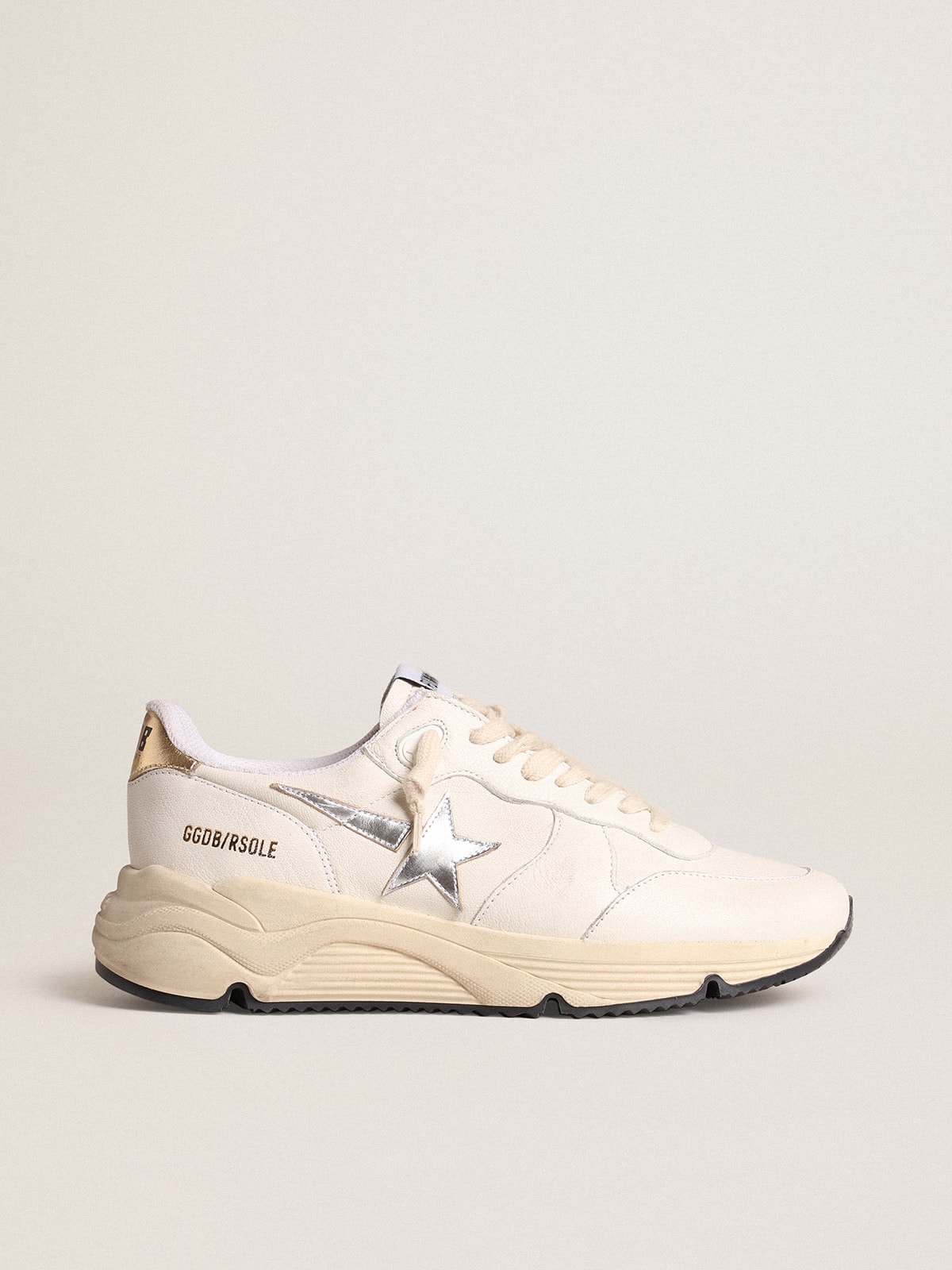 Golden Goose - Running Sole in nappa with silver star and gold leather heel tab in 