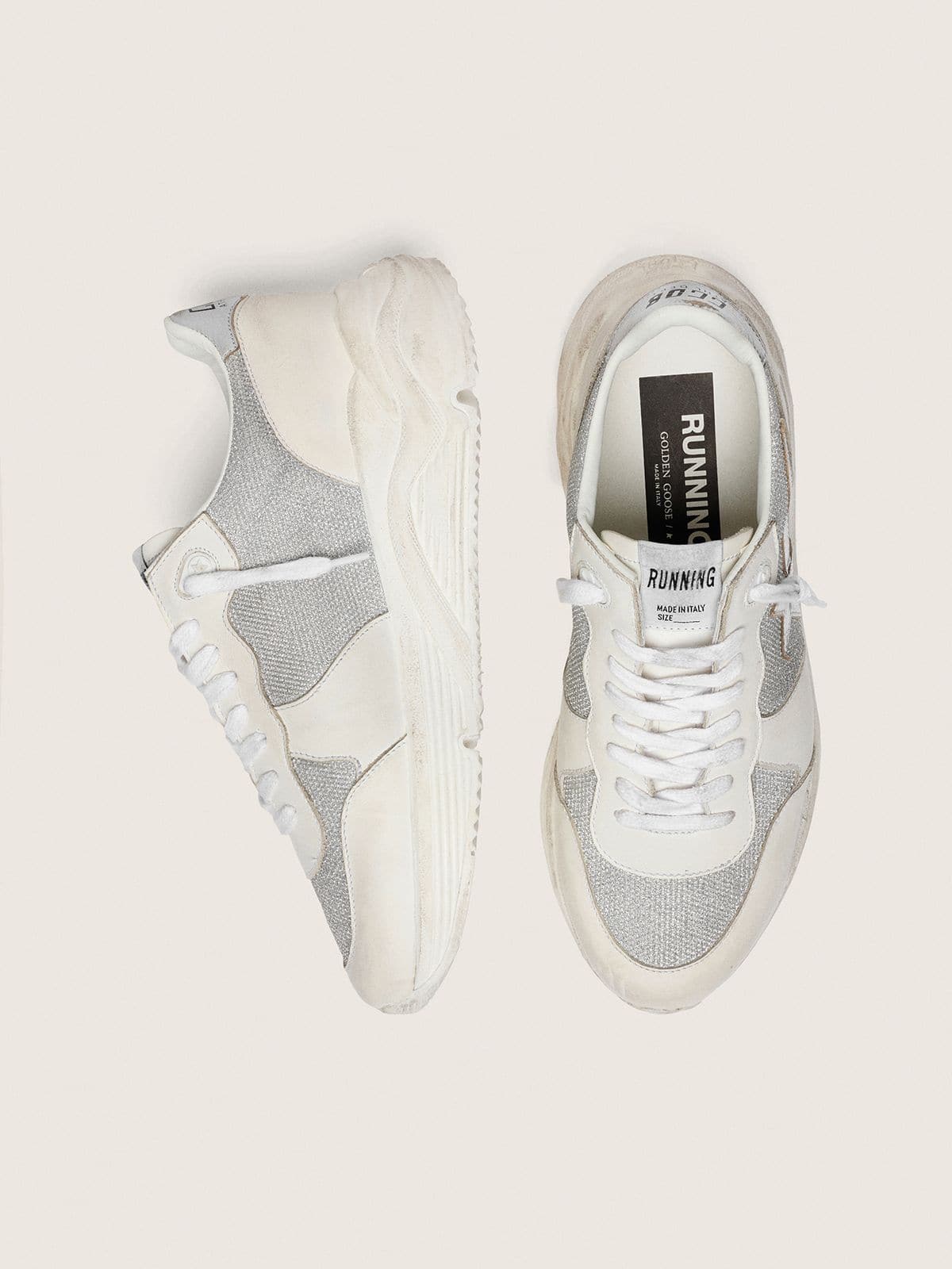 Golden ｜SNEAKERS (GWF00215 F005342 11700) Women's Running Sole in mesh and nubuck with silver metallic