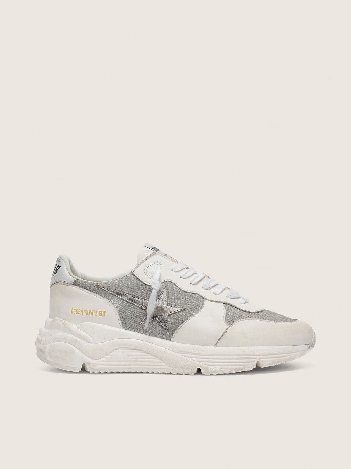 Golden ｜SNEAKERS (GWF00215 F005342 11700) Women's Running Sole in mesh and nubuck with silver metallic