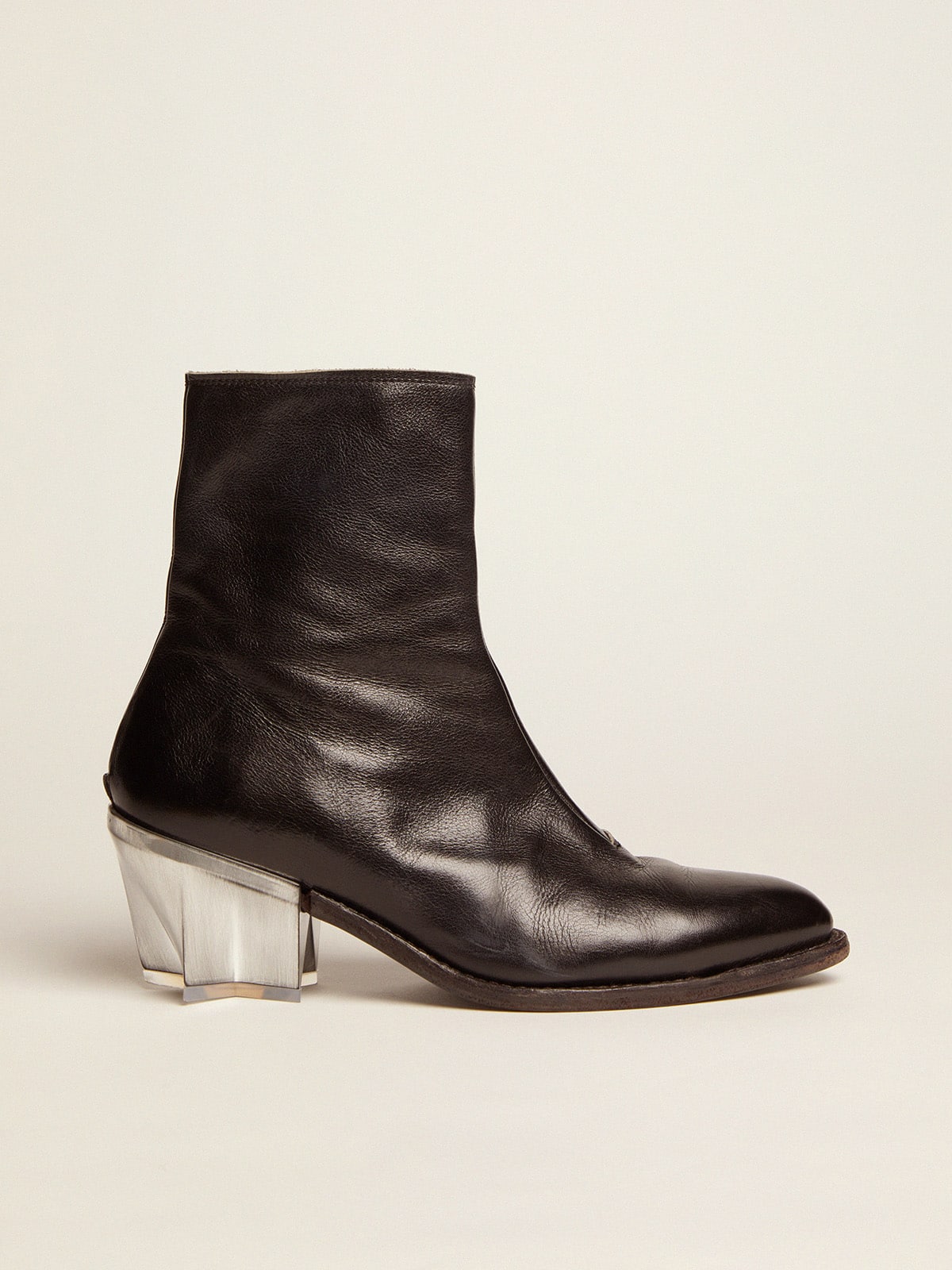 Golden Goose - Women's boots in black leather with sculpture heel in 