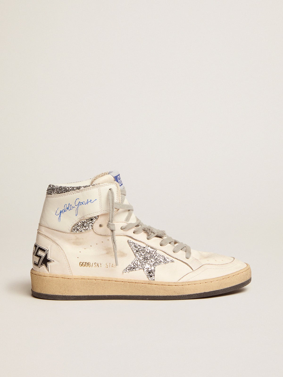 Golden Goose - Sky-Star Donna con firma sulla caviglia e inserti argento in 