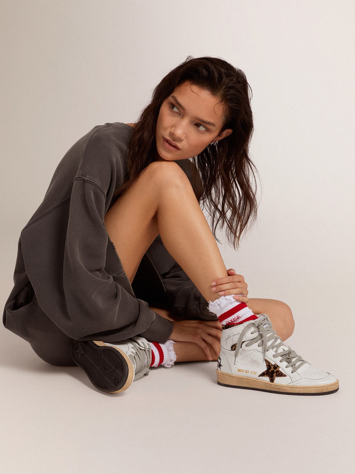 Golden Goose - Sky-Star para mujer con firma en el tobillo e inserciones estampado de leopardo in 