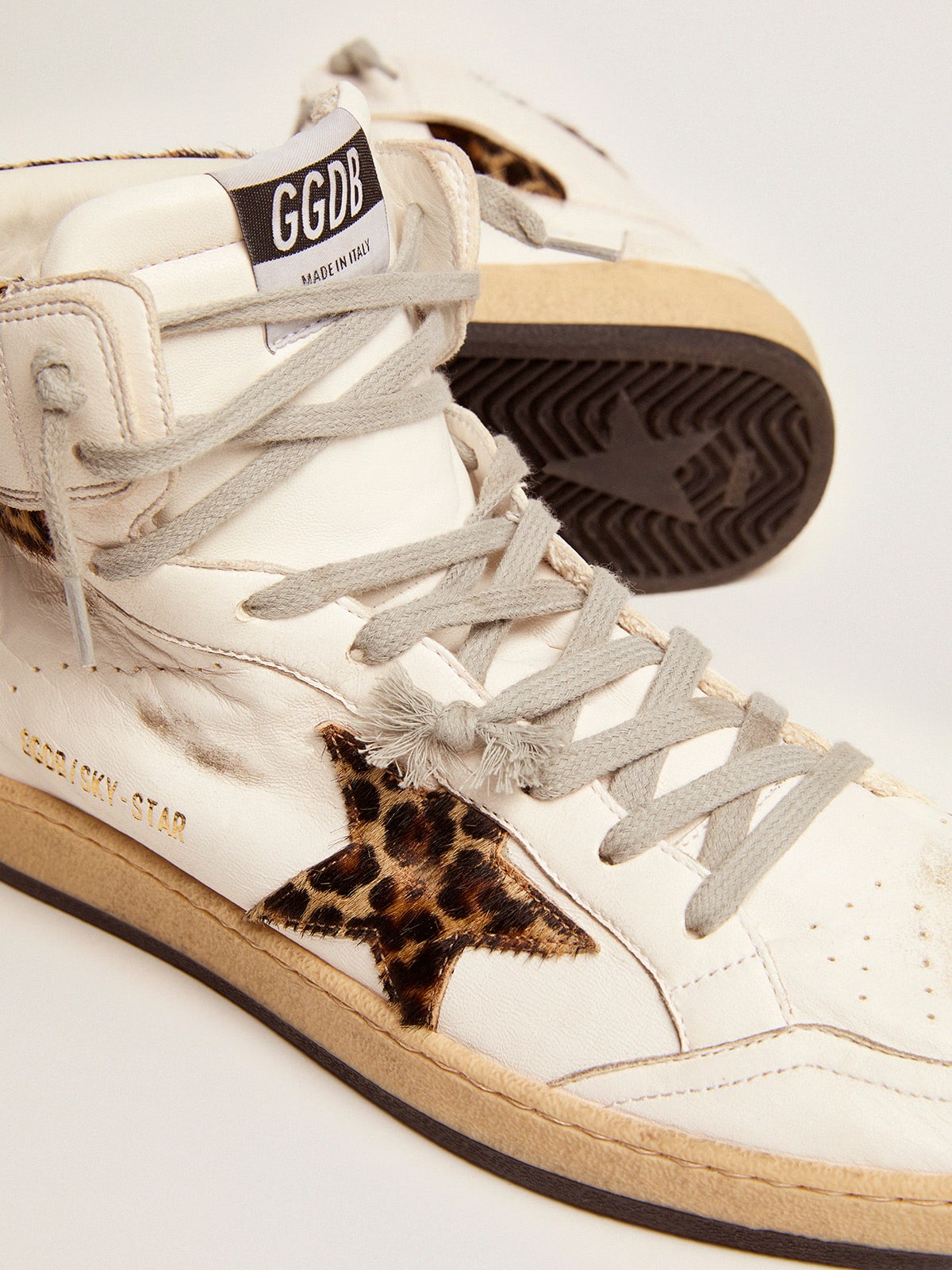 Golden Goose - Sky-Star femme avec signature et empiècements en cuir façon poulain léopard in 