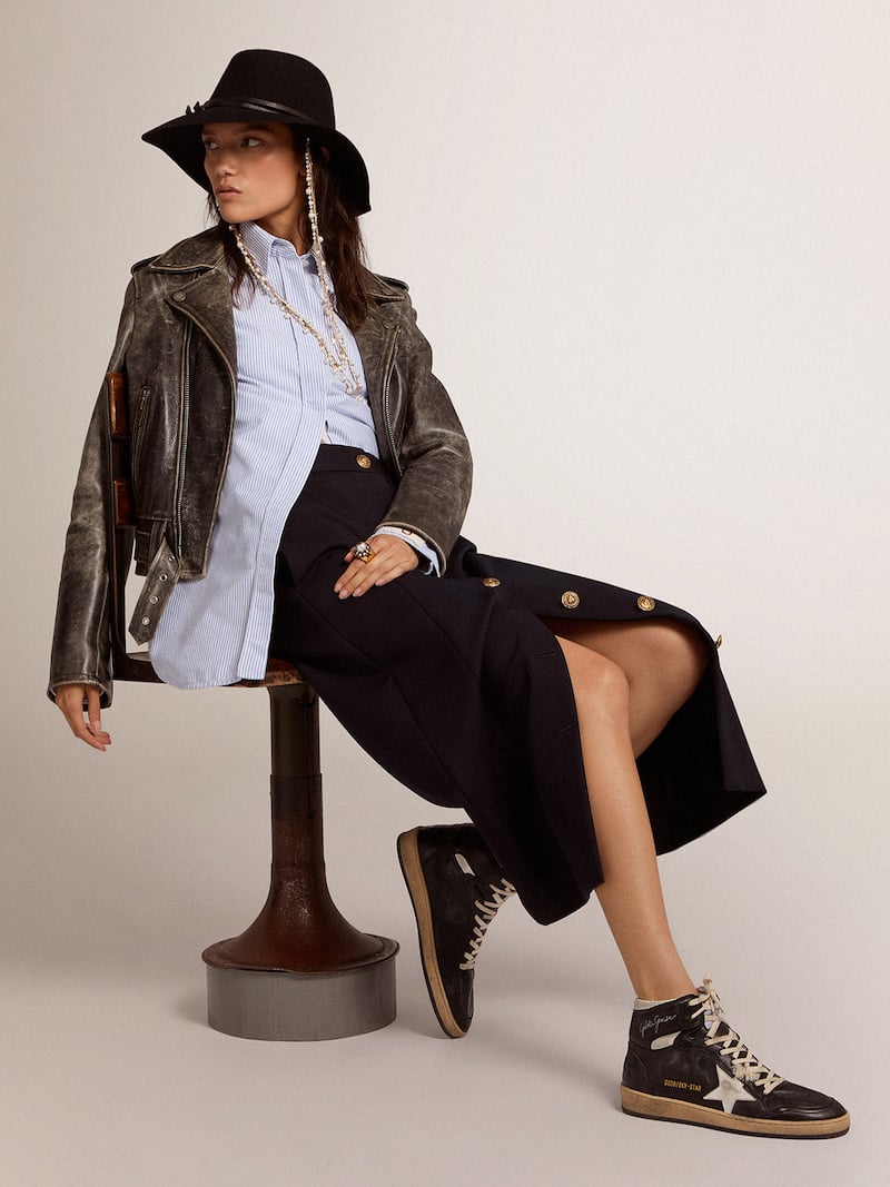Golden Goose - Women's Sky-Star in black nappa with white star in 