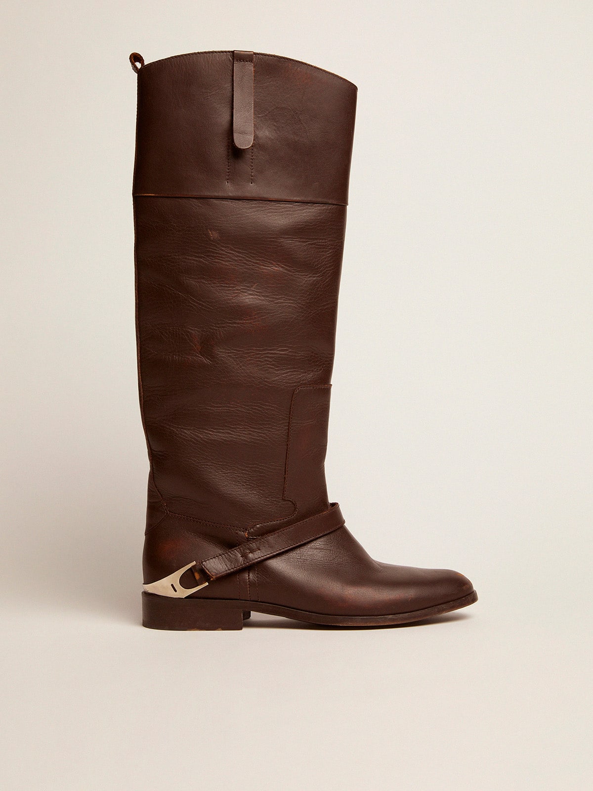 Golden Goose - Women's Charlie boots in dark brown leather and clamp on the heel in 