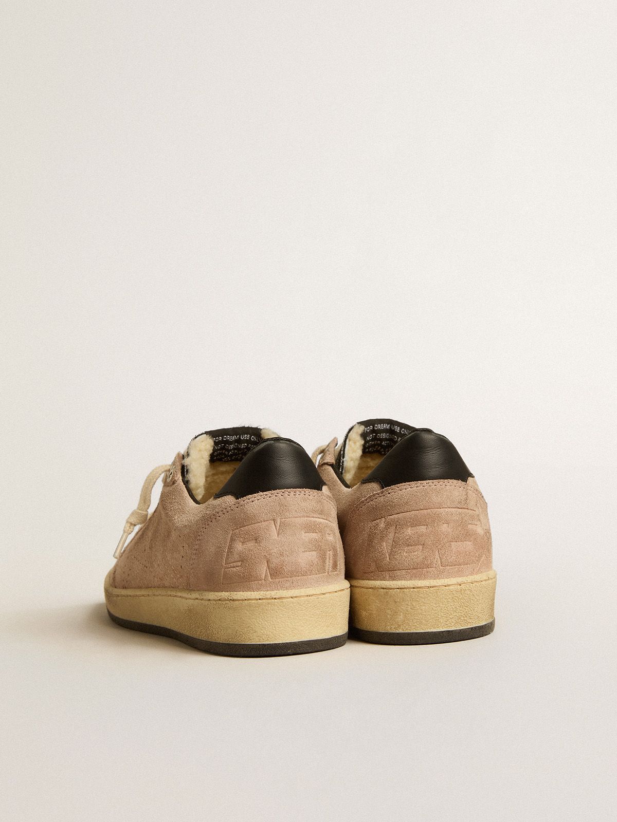 Golden Goose - Women's Ball Star LTD in powder pink suede with Swarovski crystal tongue and shearling lining in