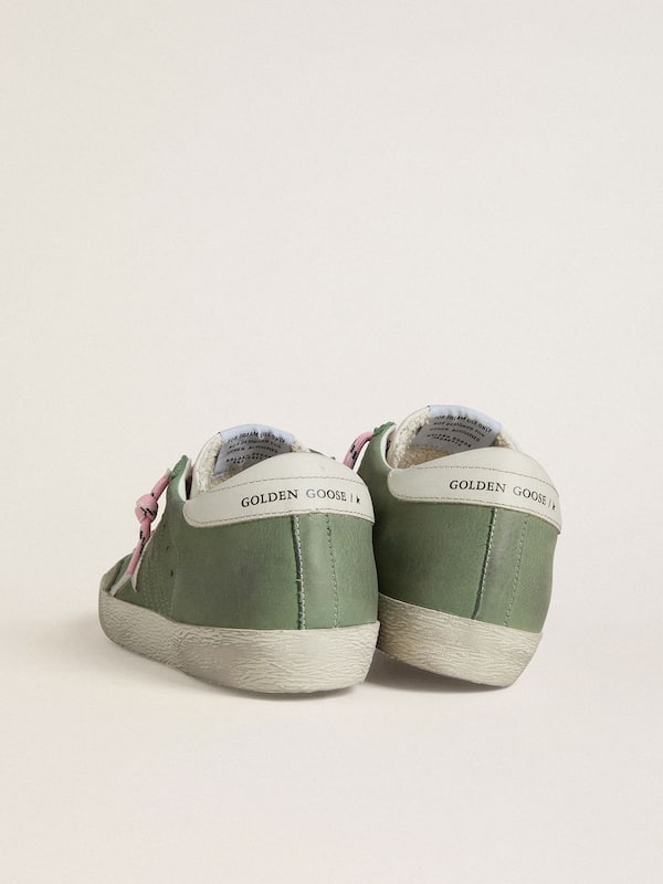 Golden Goose - Women’s Super-Star LTD in green nubuck with white leather star and heel tab in 