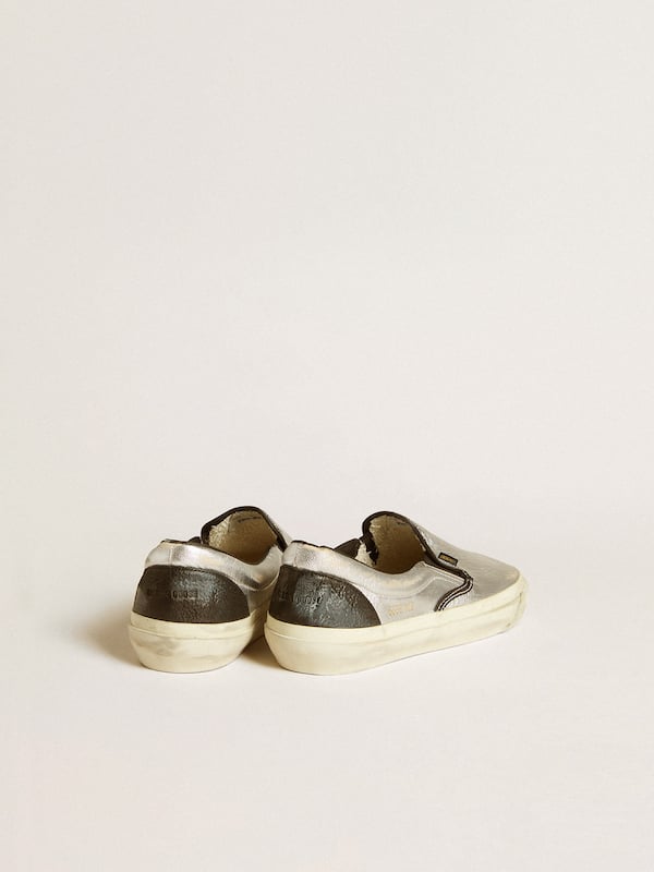 Golden Goose - Women's VCE Penstar in metallic silver leather with black leather heel tab in 