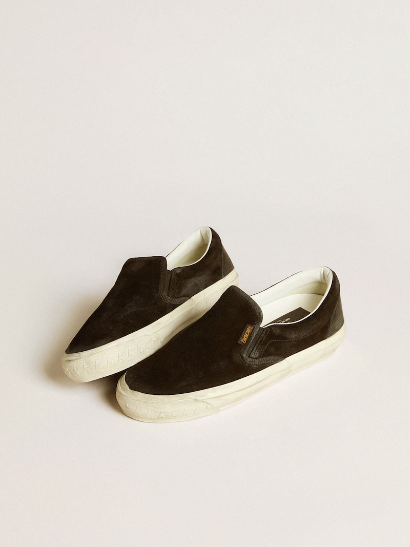 Golden Goose - VCE Penstar pour femme en daim noir avec contrefort en cuir noir in 