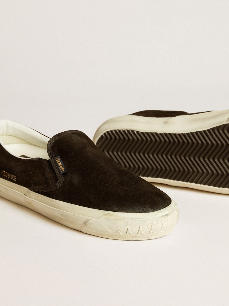Golden Goose - VCE Penstar pour femme en daim noir avec contrefort en cuir noir in 