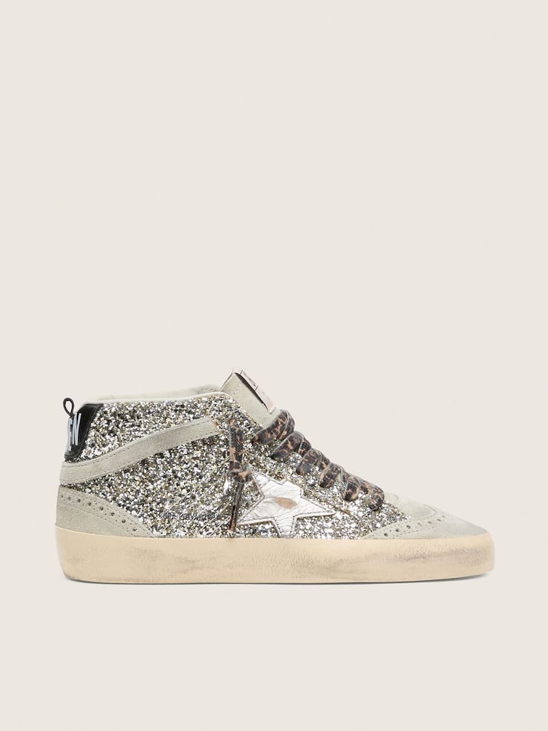 Mid Star LTD in silberfarbenem Glitzer mit Lederstern in Silbermetallic 