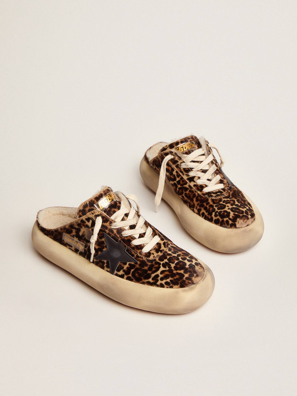 Golden Goose - Women's Space-Star Sabot in animal print pony skin and shearling lining in 