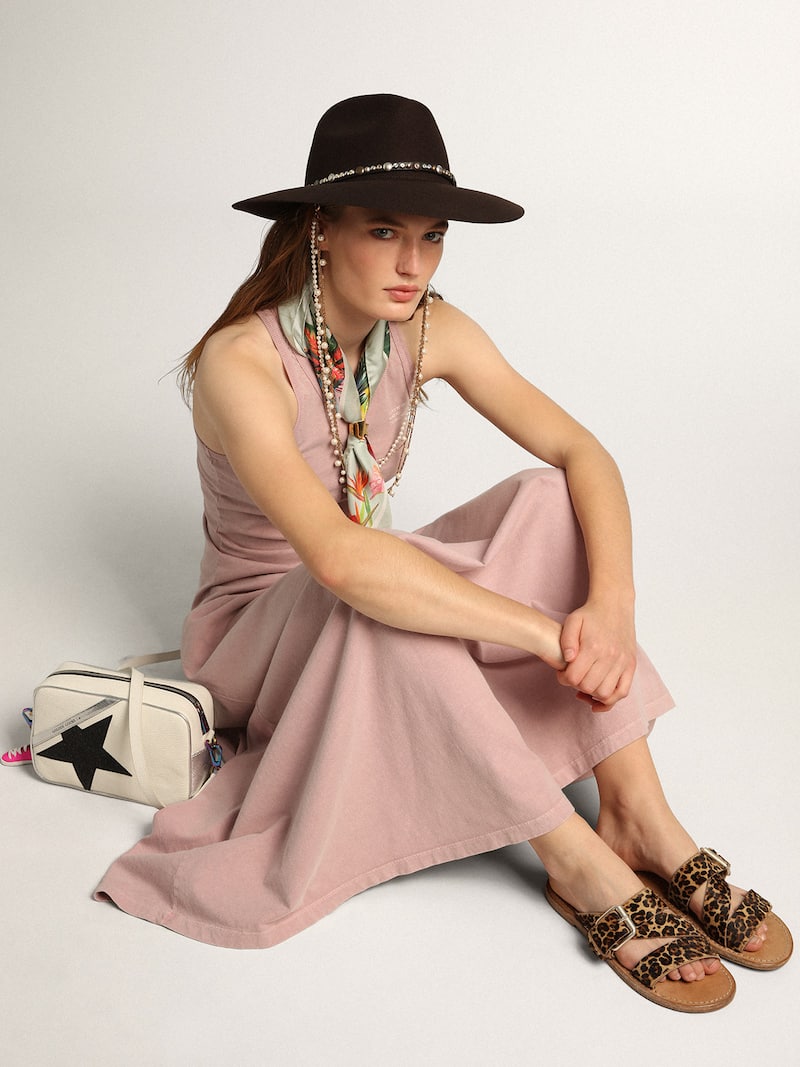 Golden Goose - Flache Damen-Sandale Margaret aus Cavallino-Leder mit Leo-Dessin in 