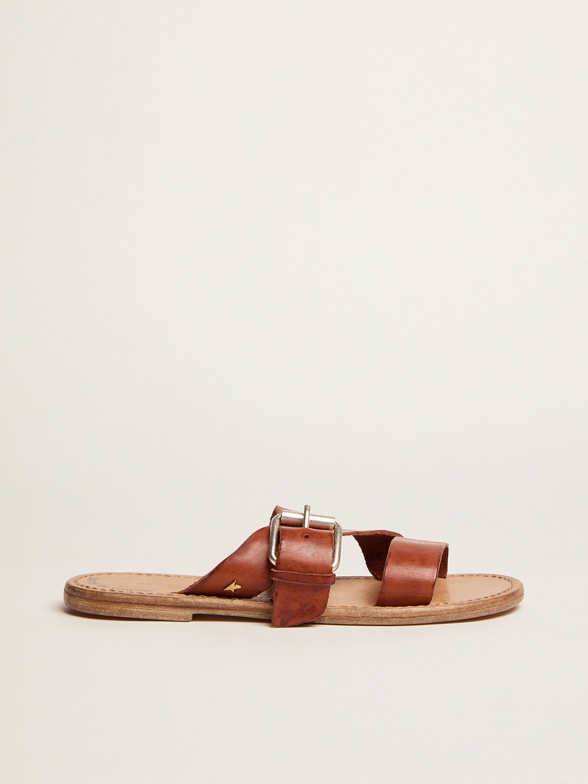 Golden Goose - Margaret flat sandals in resin-coated leather in 