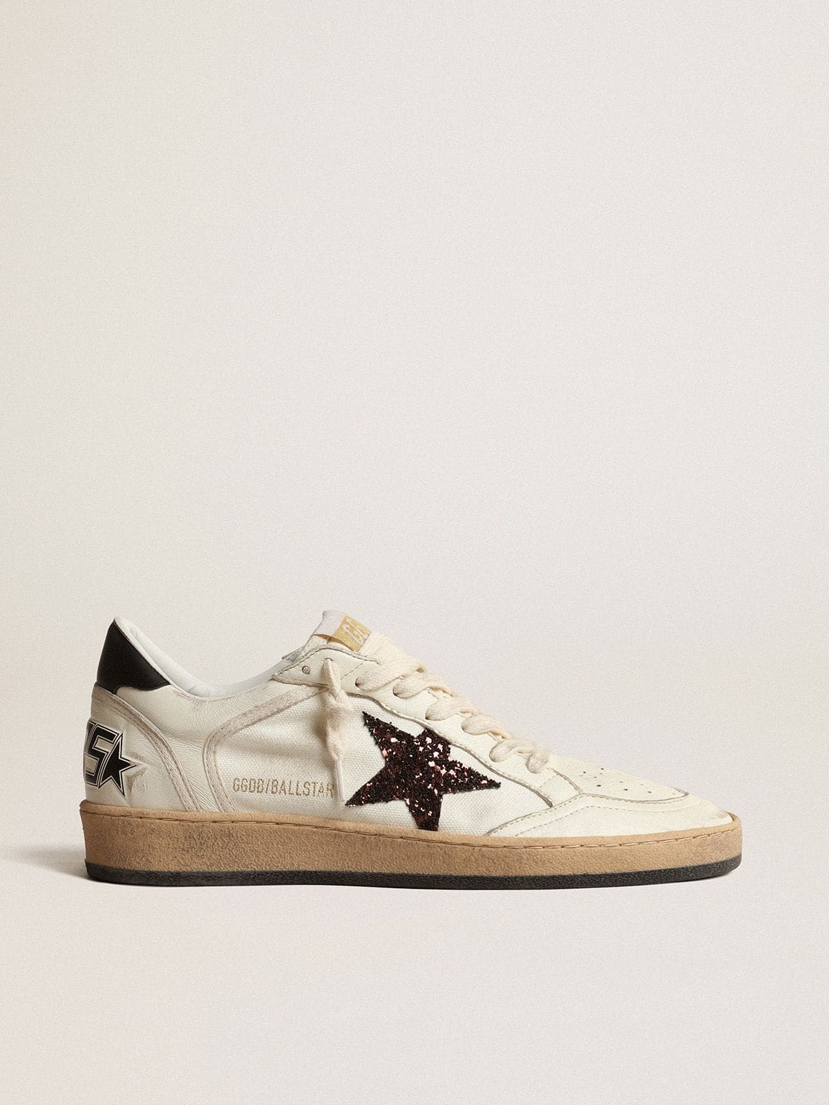 Golden Goose - 치코리 커피 글리터 스타 & 블랙 레더 힐탭 볼스타 in 