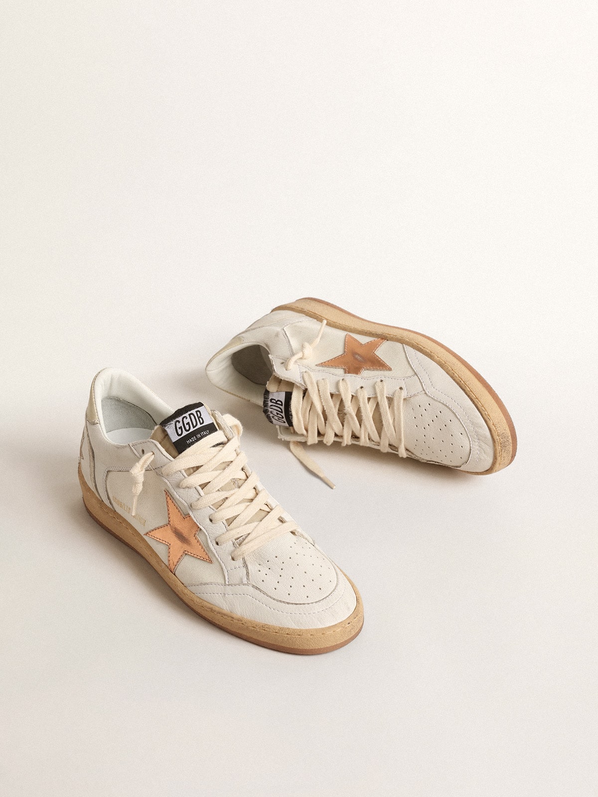 Golden Goose - Ball Star LTD de lona y napa con estrella de piel laminada color bronce in 