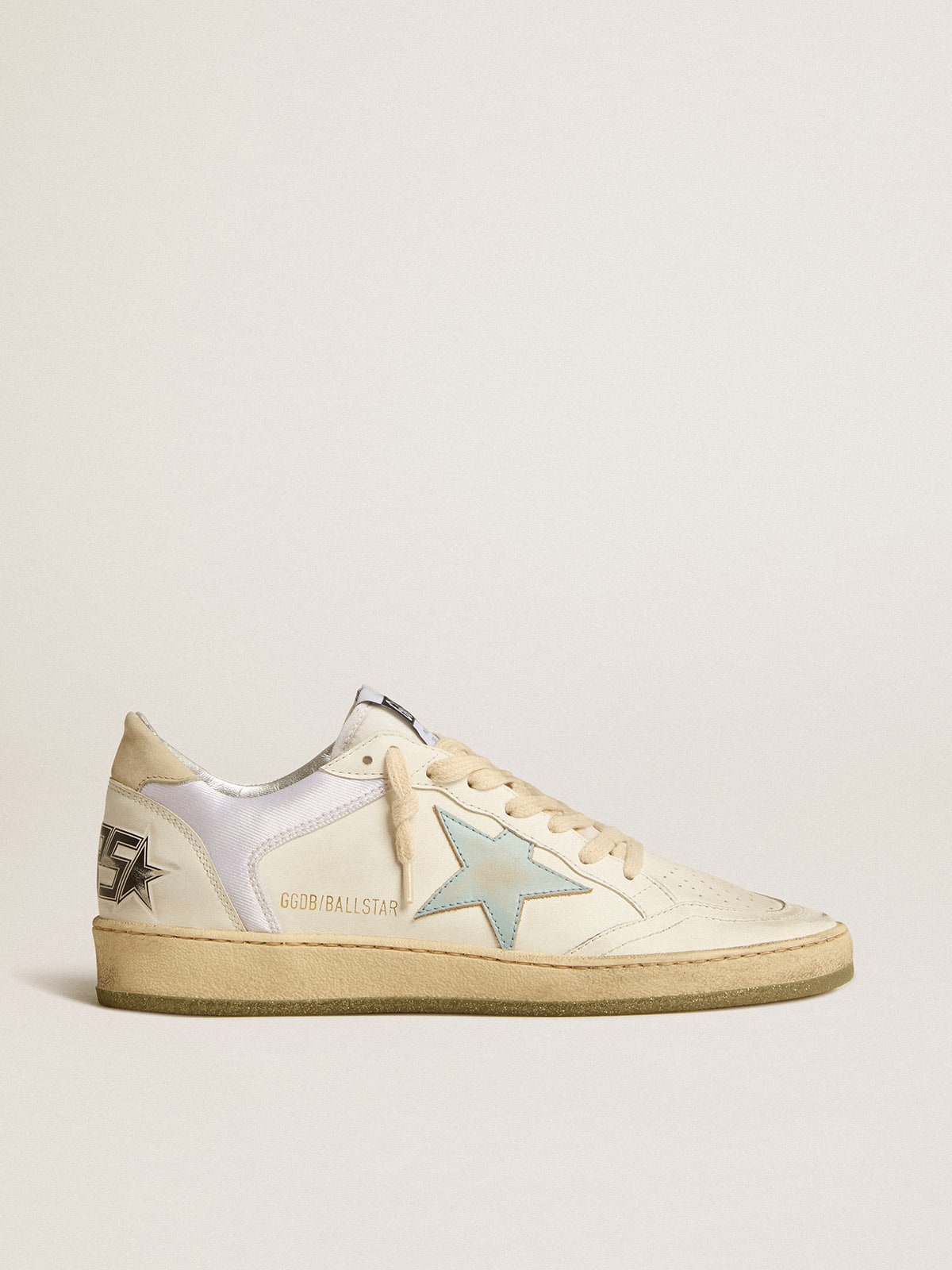 Ball Star in nylon and leather with pink and light blue star and beige heel tab Golden Goose