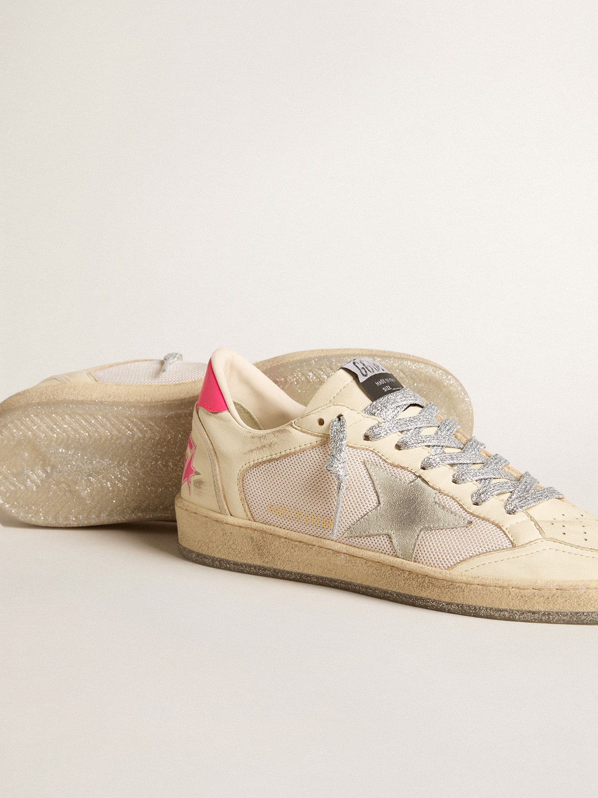 Golden Goose - Ball Star de mujer LTD de napa y malla con estrella de ante y refuerzo del talón de piel in 