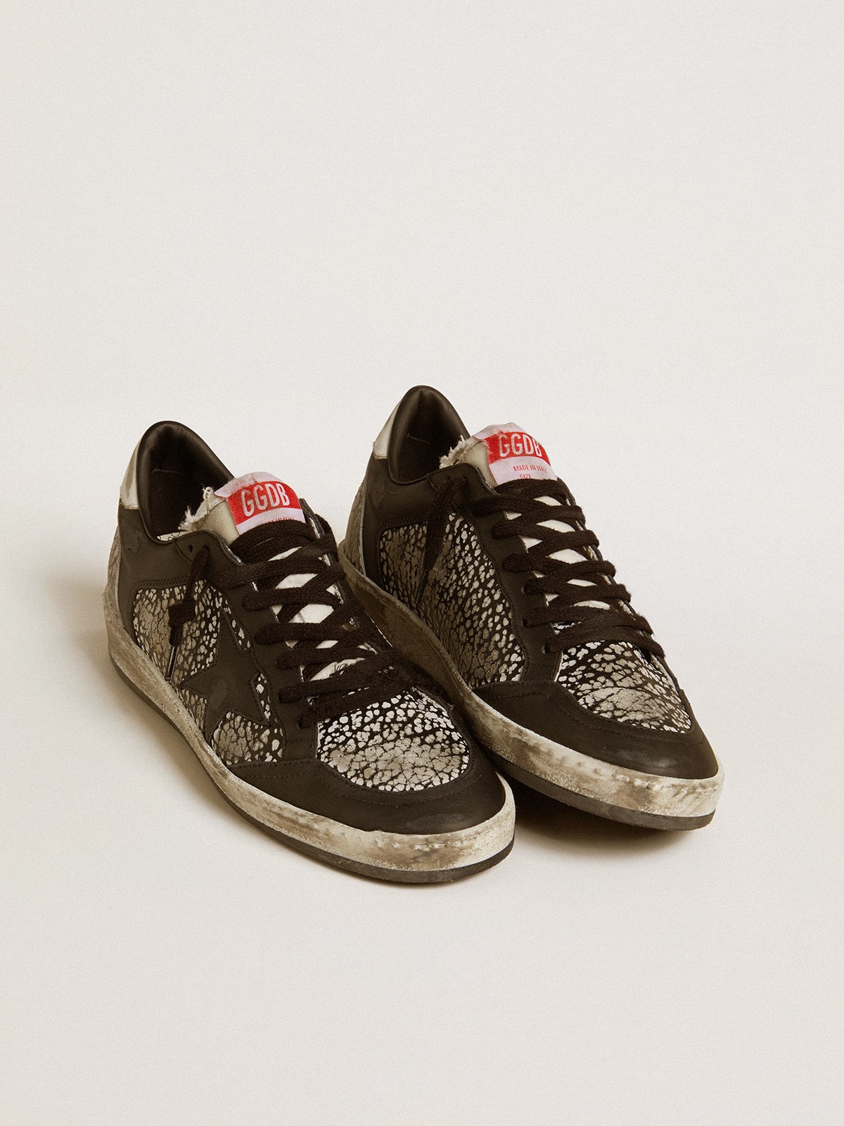 Golden Goose - Women's Ball Star in elephant-print leather with black leather star in 