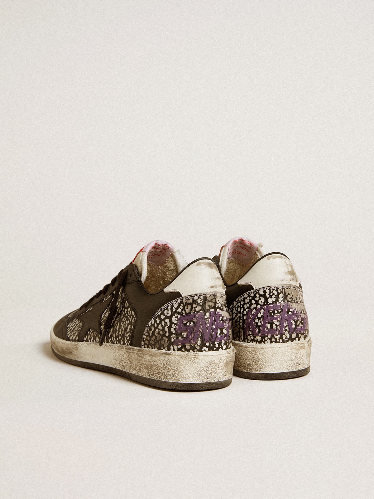 Golden Goose - Women's Ball Star in elephant-print leather with black leather star in 