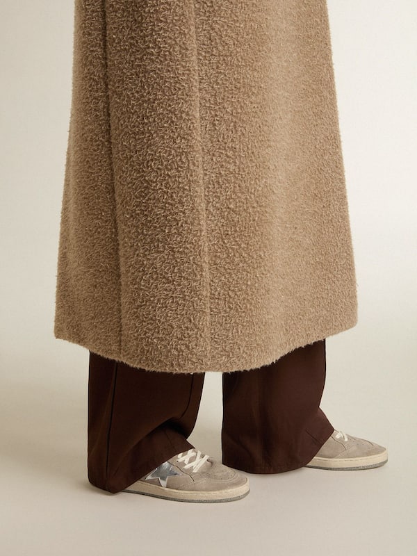 Golden Goose - Women's Ball Star LTD in beige suede with silver metallic leather star and white leather heel tab in 