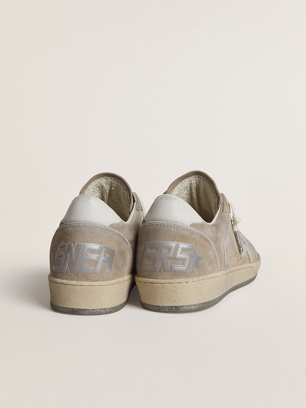 Golden Goose - Women's Ball Star LTD in beige suede with silver metallic leather star and white leather heel tab in 