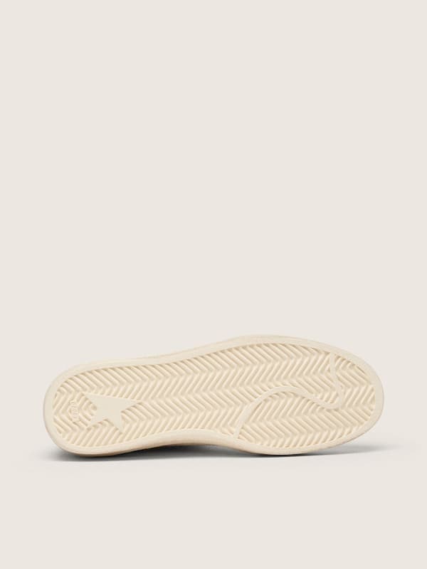 Golden Goose - Ball Star LTD donna in suede grigio con stella blu e inserti in crochet color crema in 