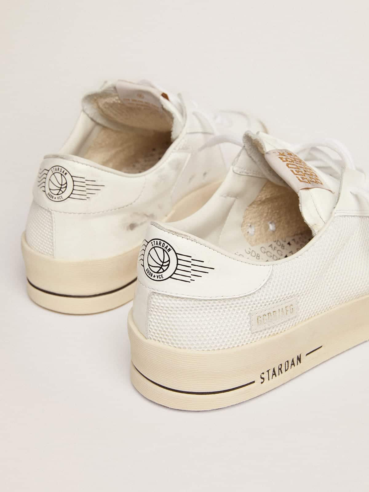 Golden Goose - Stardan with white leather and mesh inserts and black suede star in 