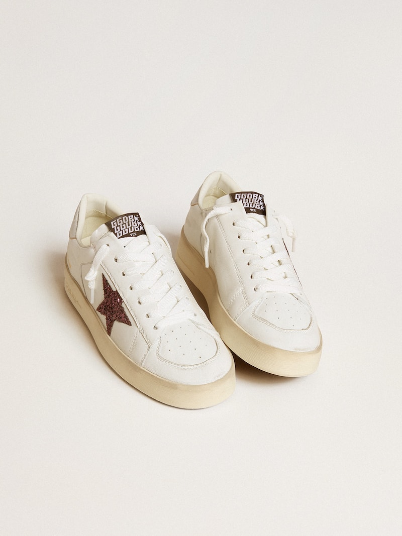 Golden Goose - Stardan Donna in nappa con stella in glitter e talloncino in pelle laminata in 