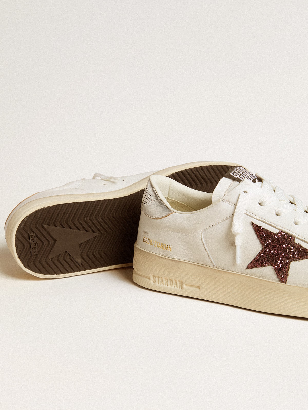 Golden Goose - Stardan in nappa with glitter star and metallic leather heel tab in 