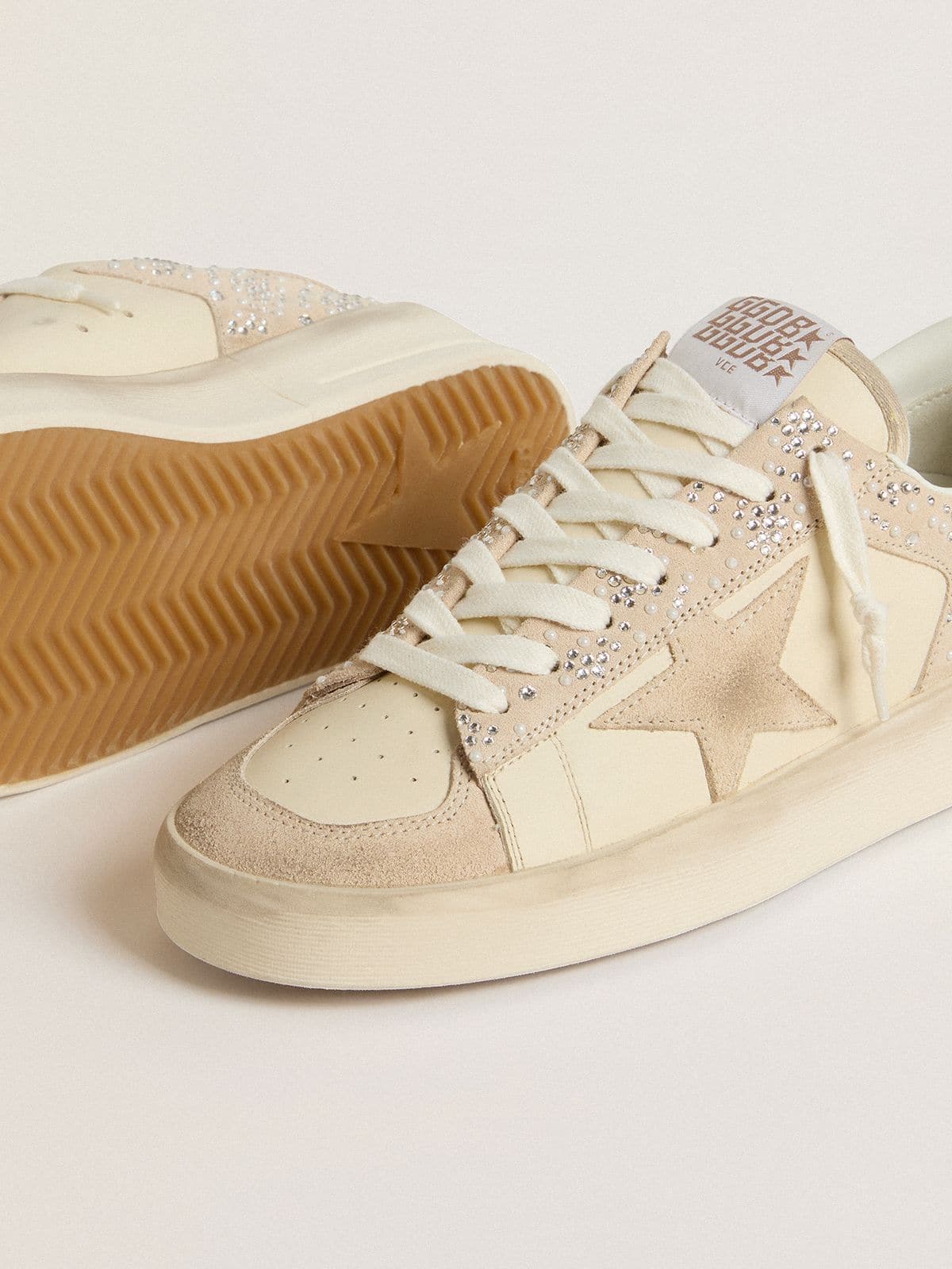 Golden Goose - Stardan スエード＆レザー（クリーム） スワロフスキー＆スエードスター in 