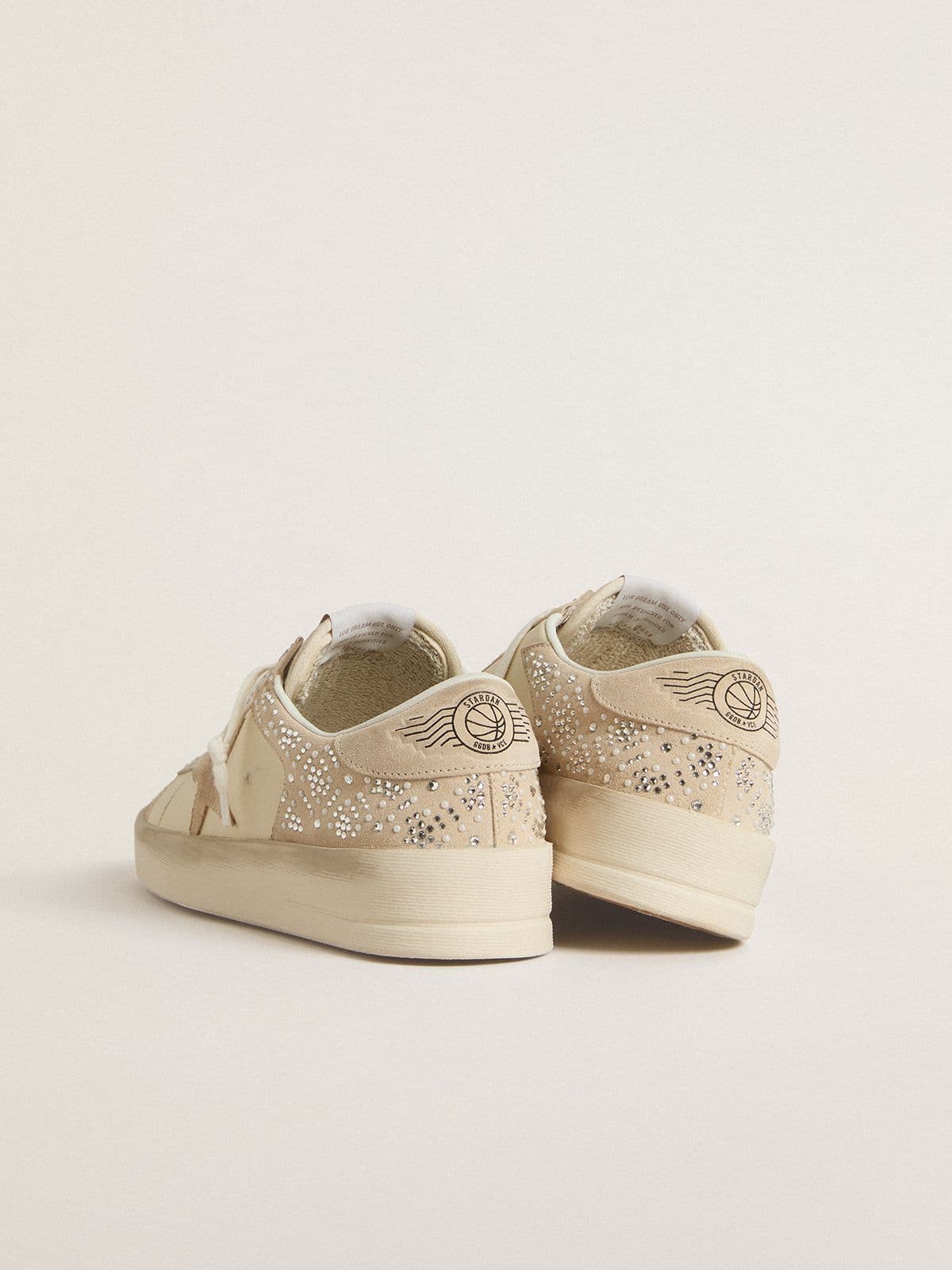 Golden Goose - Stardan in cream-colored suede and leather with Swarovski and a suede star in 