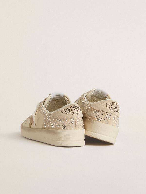 Golden Goose - Stardan in cream-colored suede and leather with Swarovski and a suede star in 