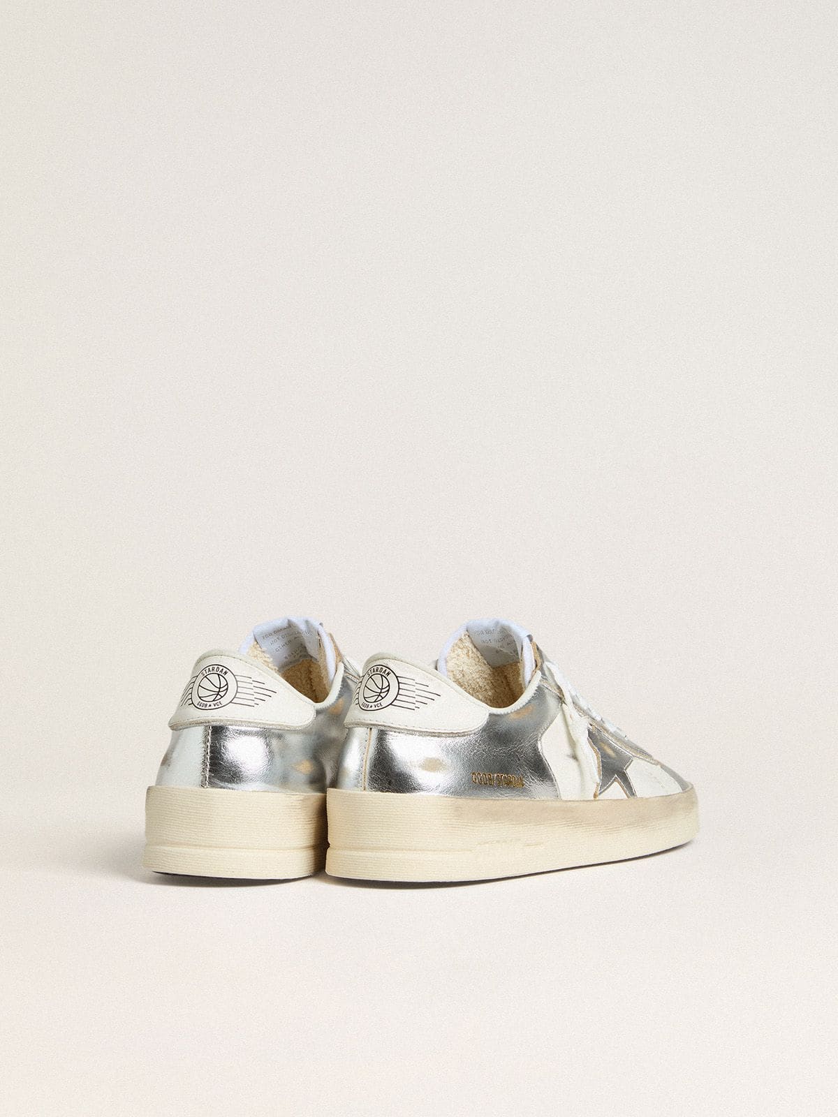 Golden Goose - Stardan in silver foiled leather with white heel tab  in 