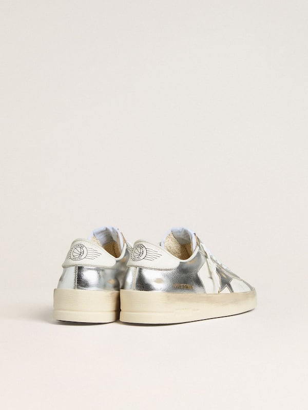 Golden Goose - Stardan in silver foiled leather with white heel tab  in 