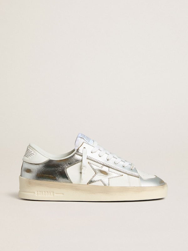 Golden Goose - Stardan in silver foiled leather with white heel tab  in 