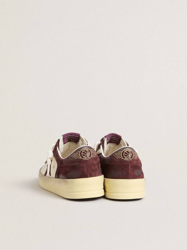 Golden Goose - Women’s Stardan in white nappa with burgundy suede star and heel tab in 