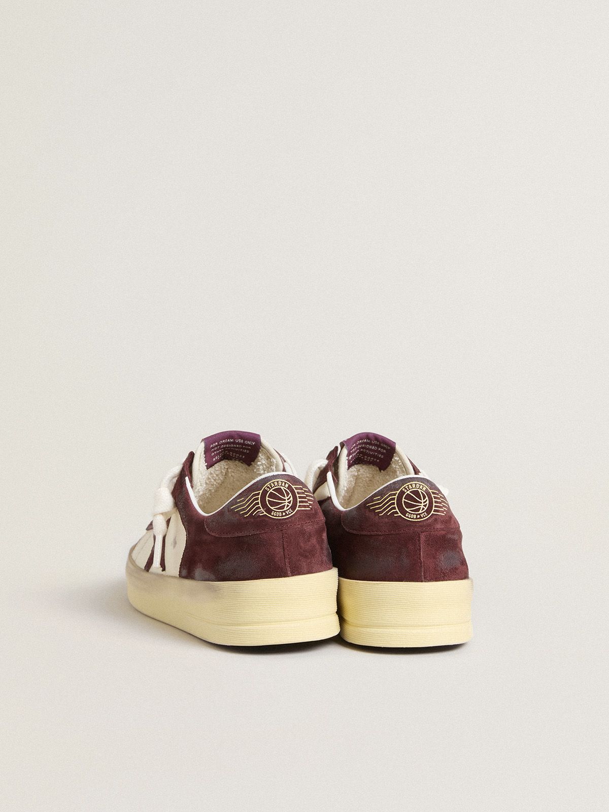 Golden Goose - Women’s Stardan in white nappa with burgundy suede star and heel tab in