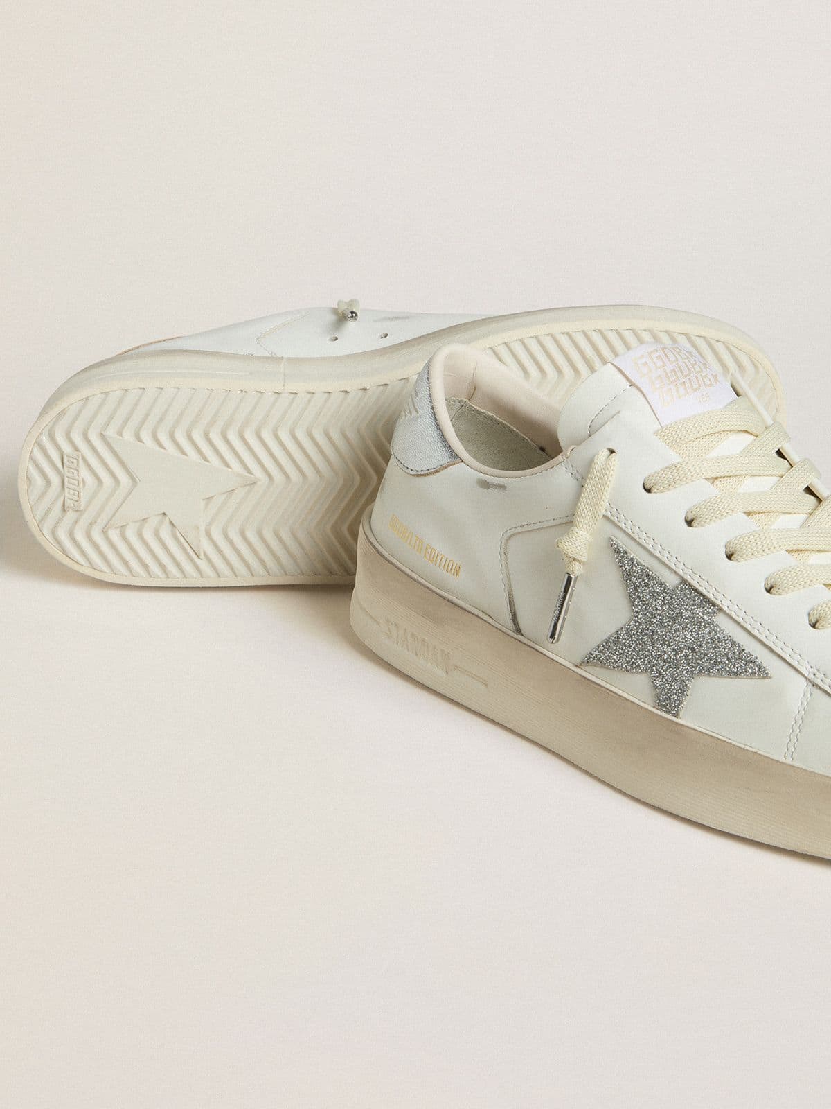 Golden Goose - Stardan LTD pour femme avec étoile en cristaux Swarovski et contrefort en cuir lamé in 