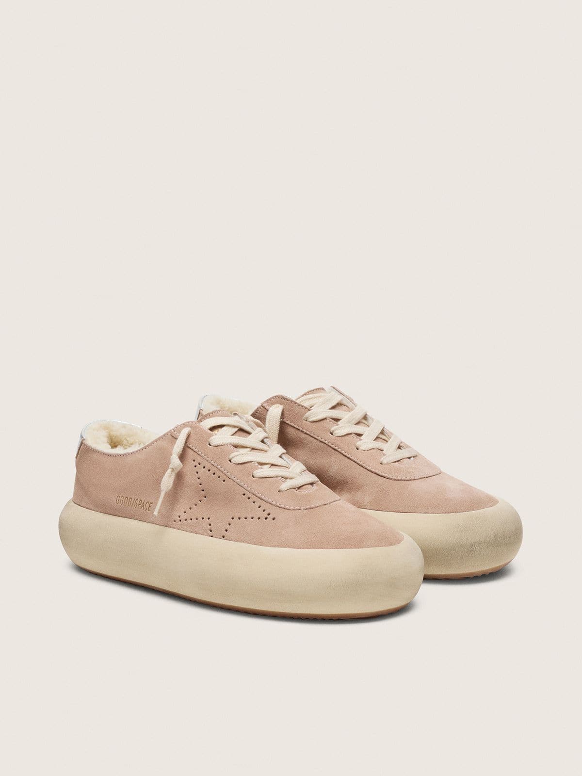 Golden Goose - Women’s Space-Star in old rose suede with shearling lining in 