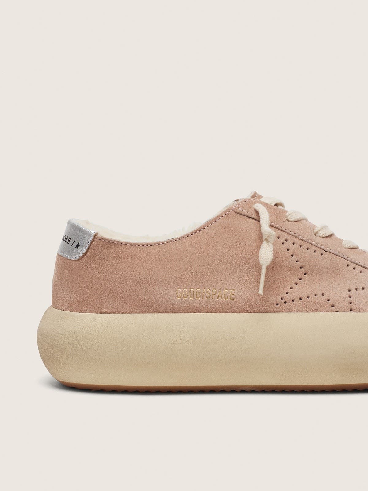 Golden Goose - Women’s Space-Star in old rose suede with shearling lining in 