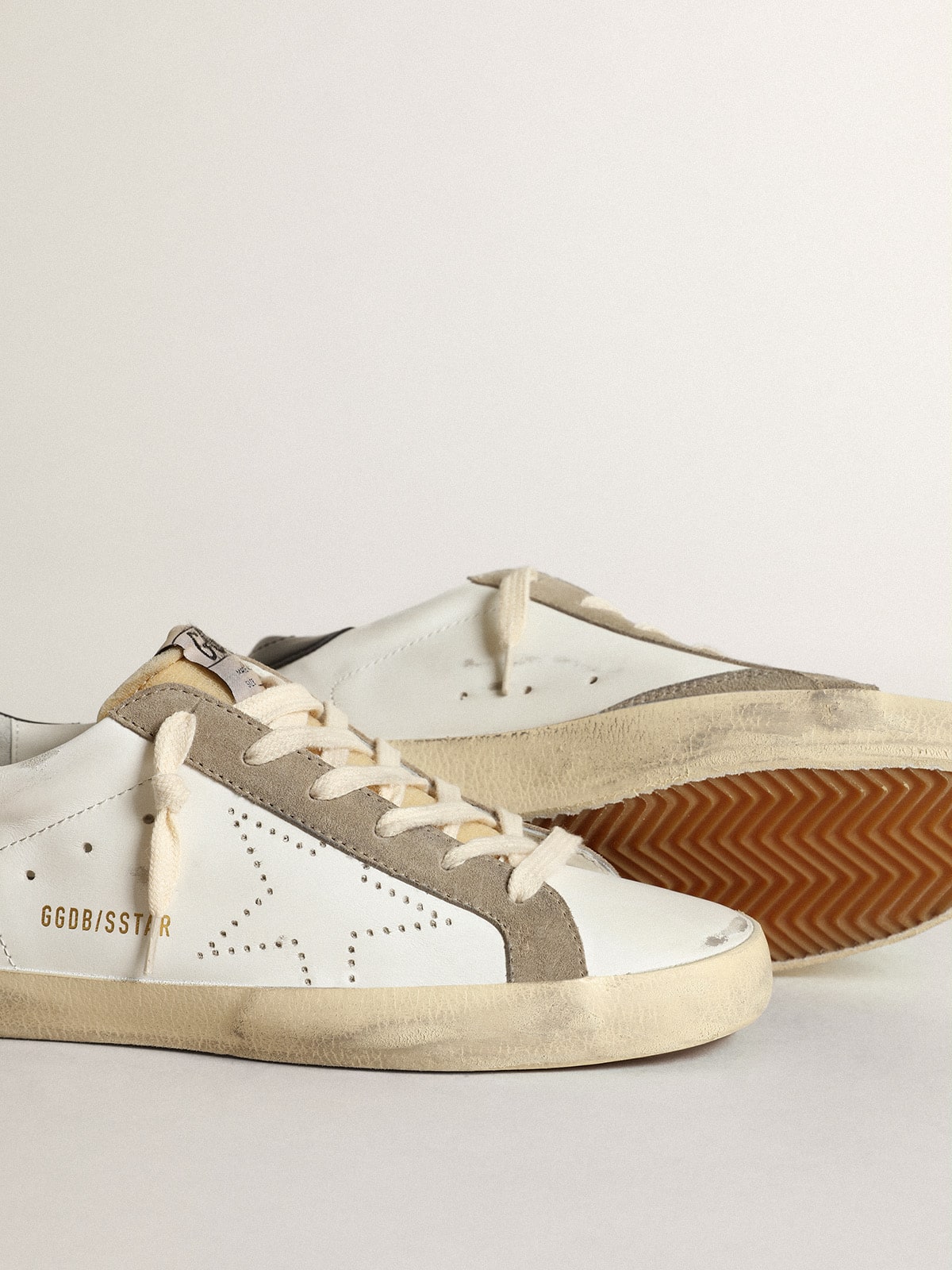 Golden Goose - Women's Super-Star with perforated star and midnight blue heel tab in 