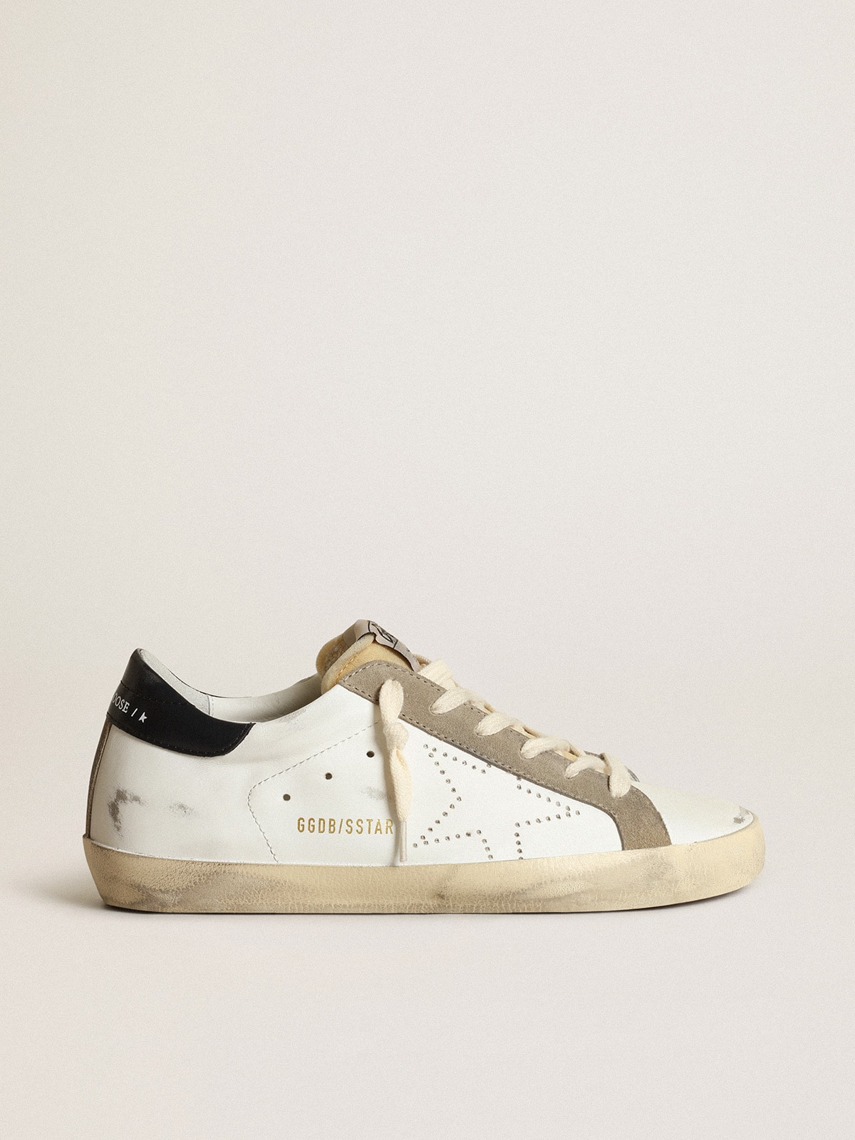 Golden Goose - Women's Super-Star with perforated star and midnight blue heel tab in 