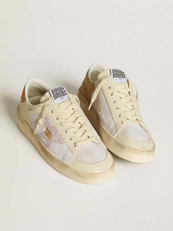 Golden Goose - Women's Stardan LTD with beige leather star and crocodile beige leather heel tab in 