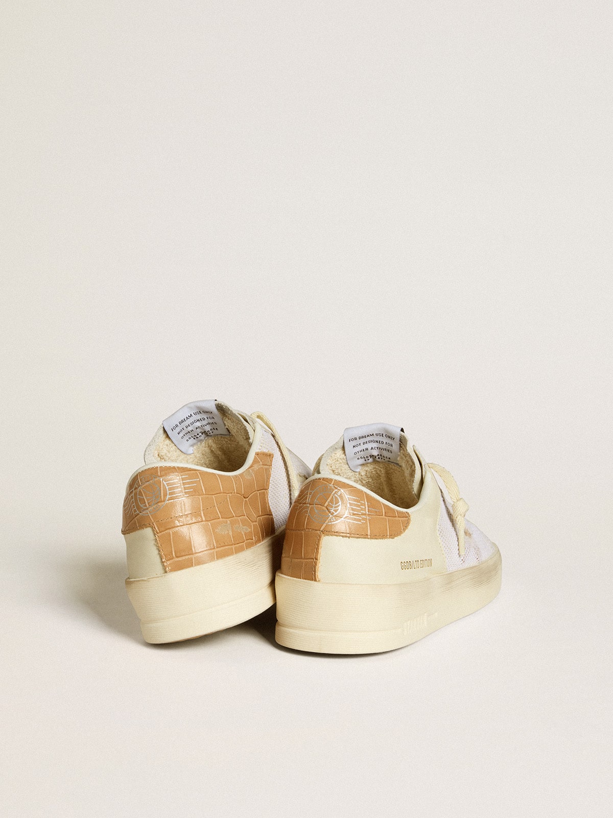 Golden Goose - Stardan LTD avec étoile en cuir beige et contrefort en cuir croco beige in 