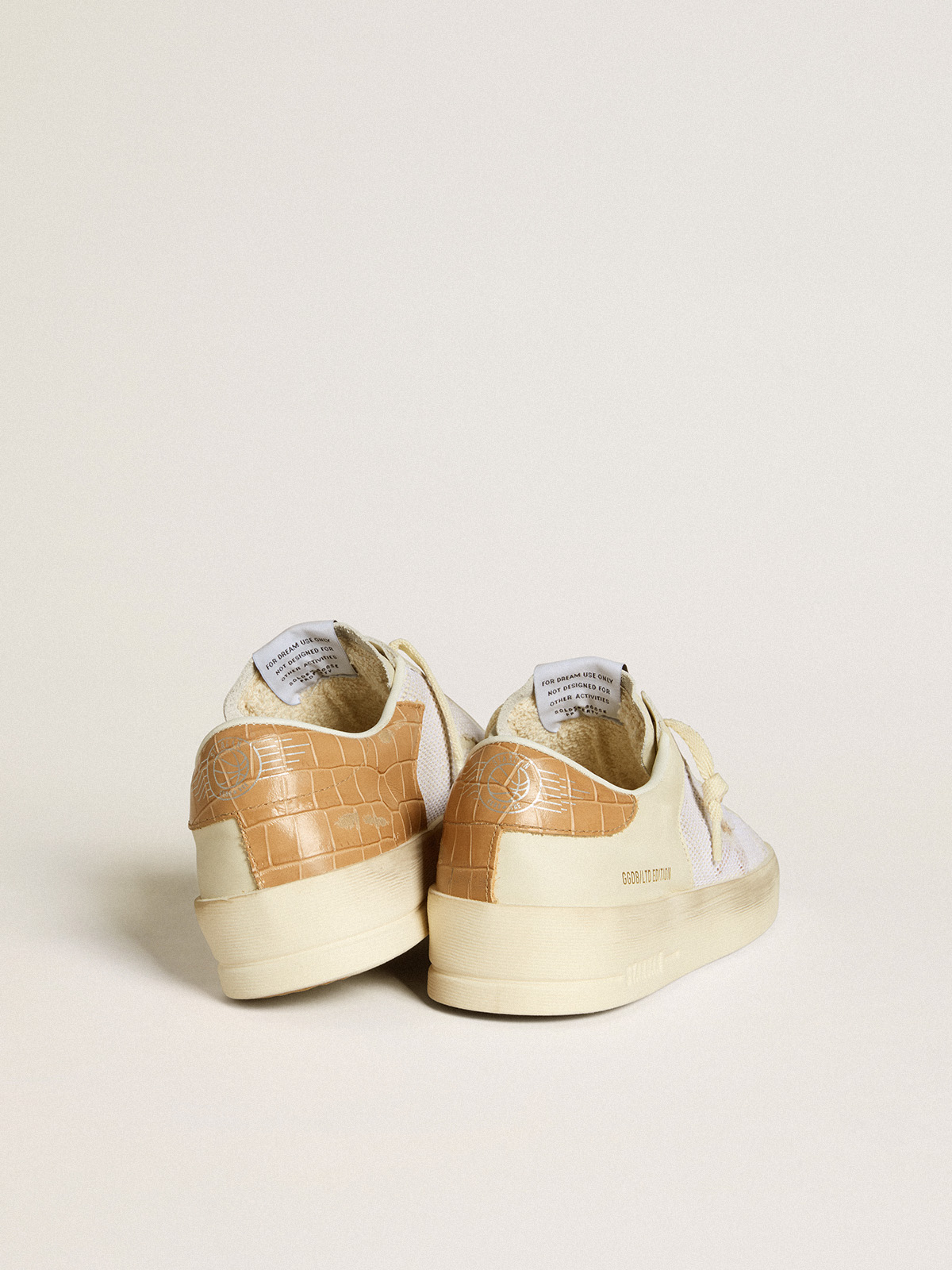 Golden Goose - Women's Stardan LTD with beige leather star and crocodile beige leather heel tab in