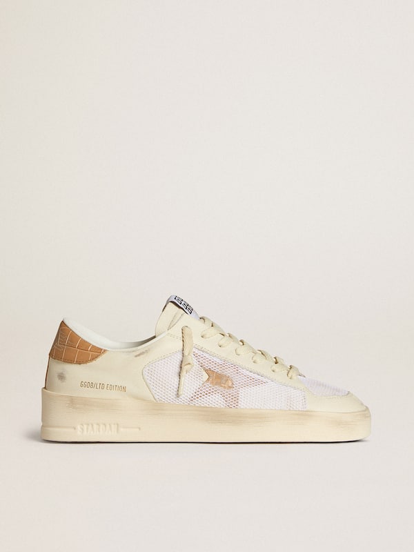 Golden Goose - Women's Stardan LTD with beige leather star and crocodile beige leather heel tab in 