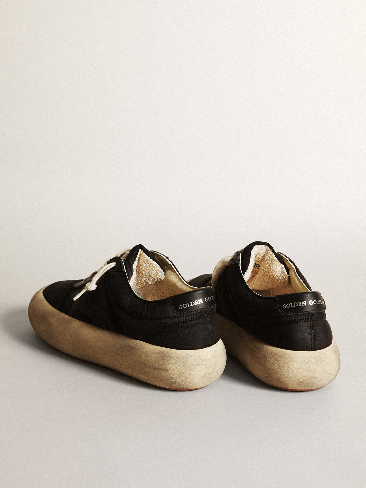 Golden Goose - Women's Space-Star shoes in black nylon with black leather star and heel tab in