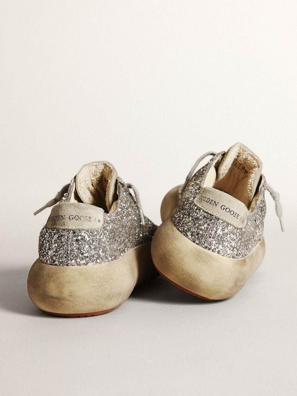Golden Goose - Women's Space-Star in silver glitter with ice-gray star in 